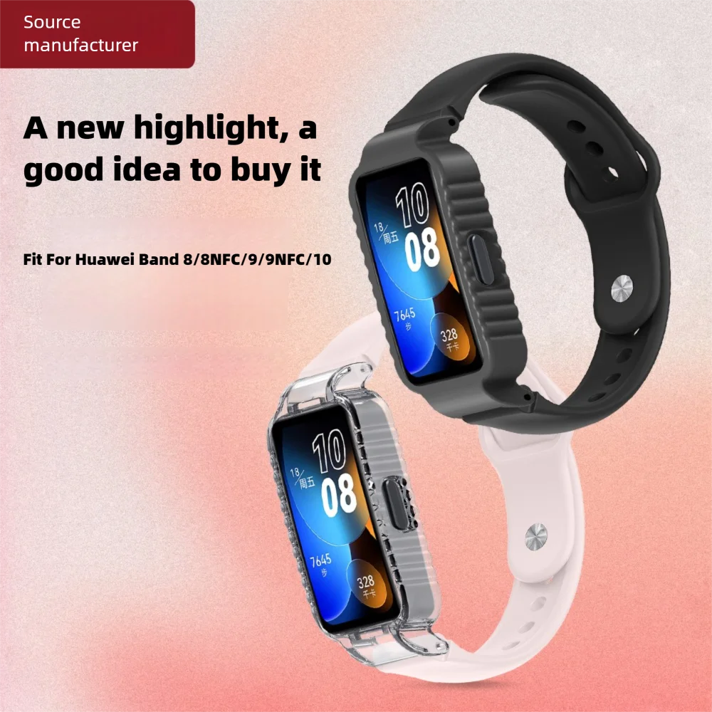 Pulseira de relógio com fivela reversa para huawei band 8/8nfc/9/9nfc/10 liberação rápida respirável silicone ajustável pulseira smartwatch unissex