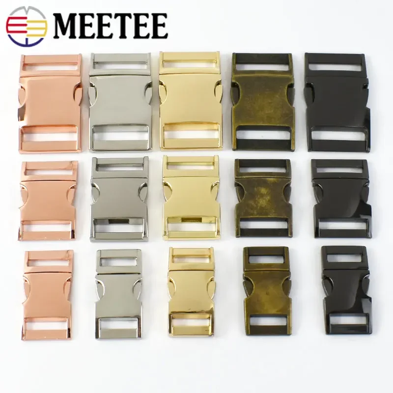 4Pcs Meetee 10/15/20/25mm Metal Quick Release Buckle Webbing Strap Backpack Bag Belt Side Clip Clasp DIY Hardware Accessories