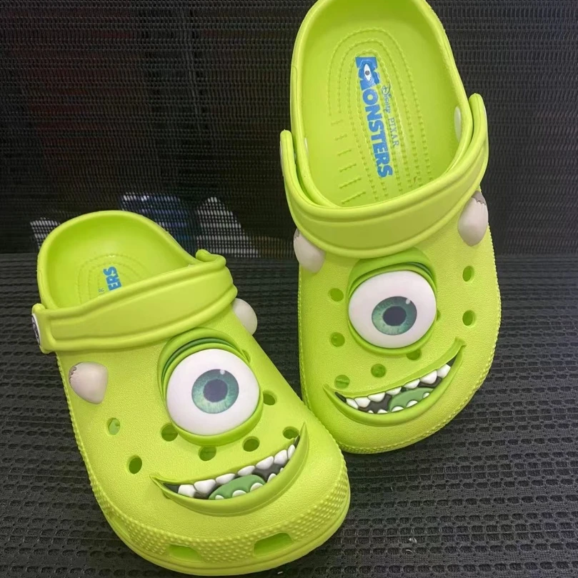 Zuecos estilo cocodrilo sandalias deslizantes Disney Mike Monsters University verde antideslizante transpirable zapatos de playa zapatillas casuales al aire libre