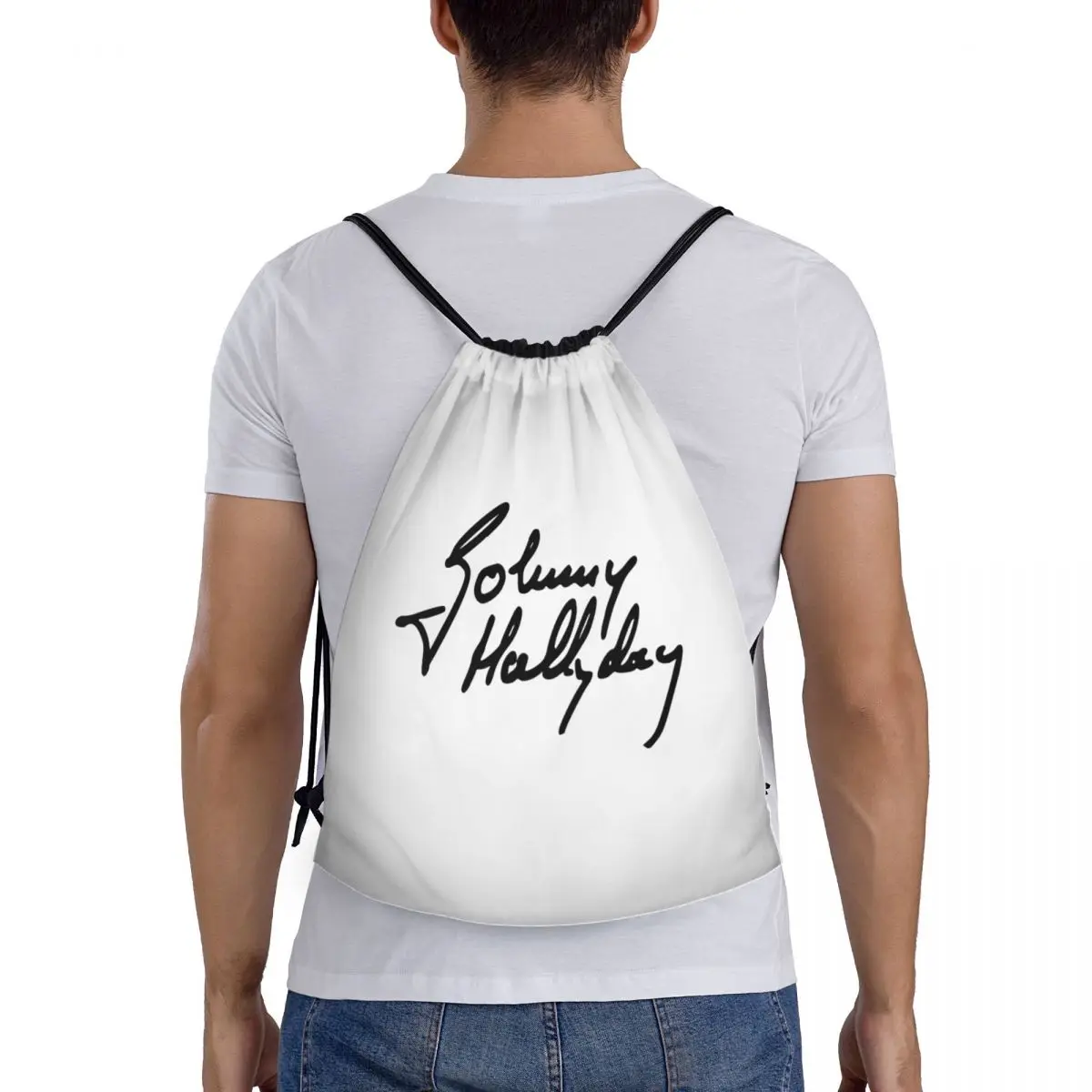 Franse Legende Rock Johnny Hallyday Trekkoord Tassen Vrouwen Heren Draagbare Gym Sport Sackpack Training Opslag Rugzakken