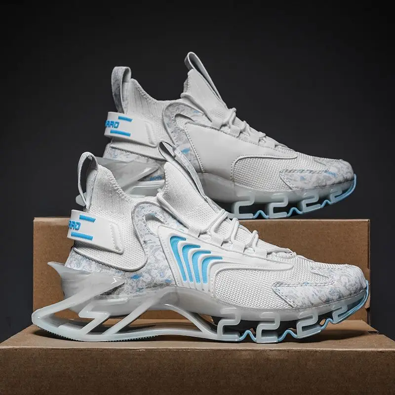 Fall 2025 Men's Casual Running Shoes Breathable Sneakers Comfortable Sneakers Blade Design Shock-absorbing Large Size