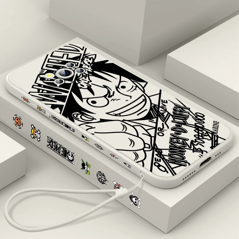 

Anime One Piece Luffy Cool Liquid Left Rope For Xiaomi Mi Poco X6 X5 X4 X3 M6 M5 M5S M4 M3 F5 F4 F3 Pro 5G Cover Phone Case