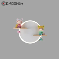Modern Home Decoration Wall Lamp Children Bedroom Unicorn Doll Decor Sconce Lights Ceramics Doll Acrylic Lampshade Metal Lustres