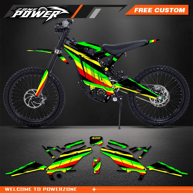 Powerzone Custom Team Full Graphics Decals Stickers Kits for Surron Sur-ron Light Bee X S 3C 2021 2022 2023 2024