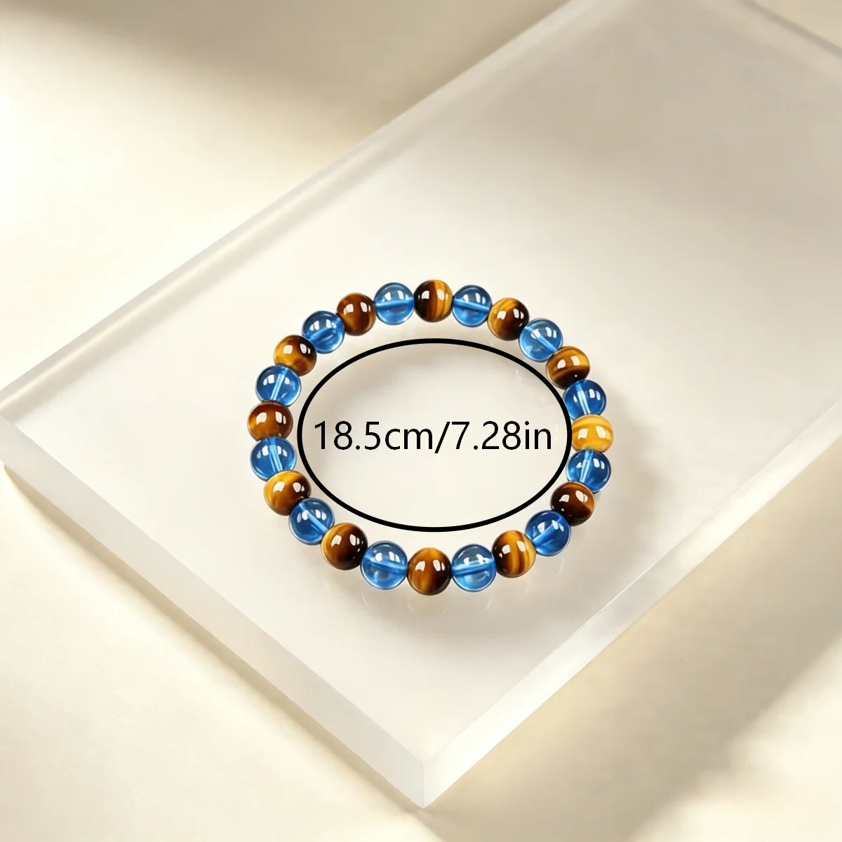 Gelbes Tigerauge Blaues Glasperlen-Armband zur Anziehung von Reichtum, Wohlstand und Glück, Energie-Kristall-Armband, Unisex-Geschenk-Schmuck – Detail 3