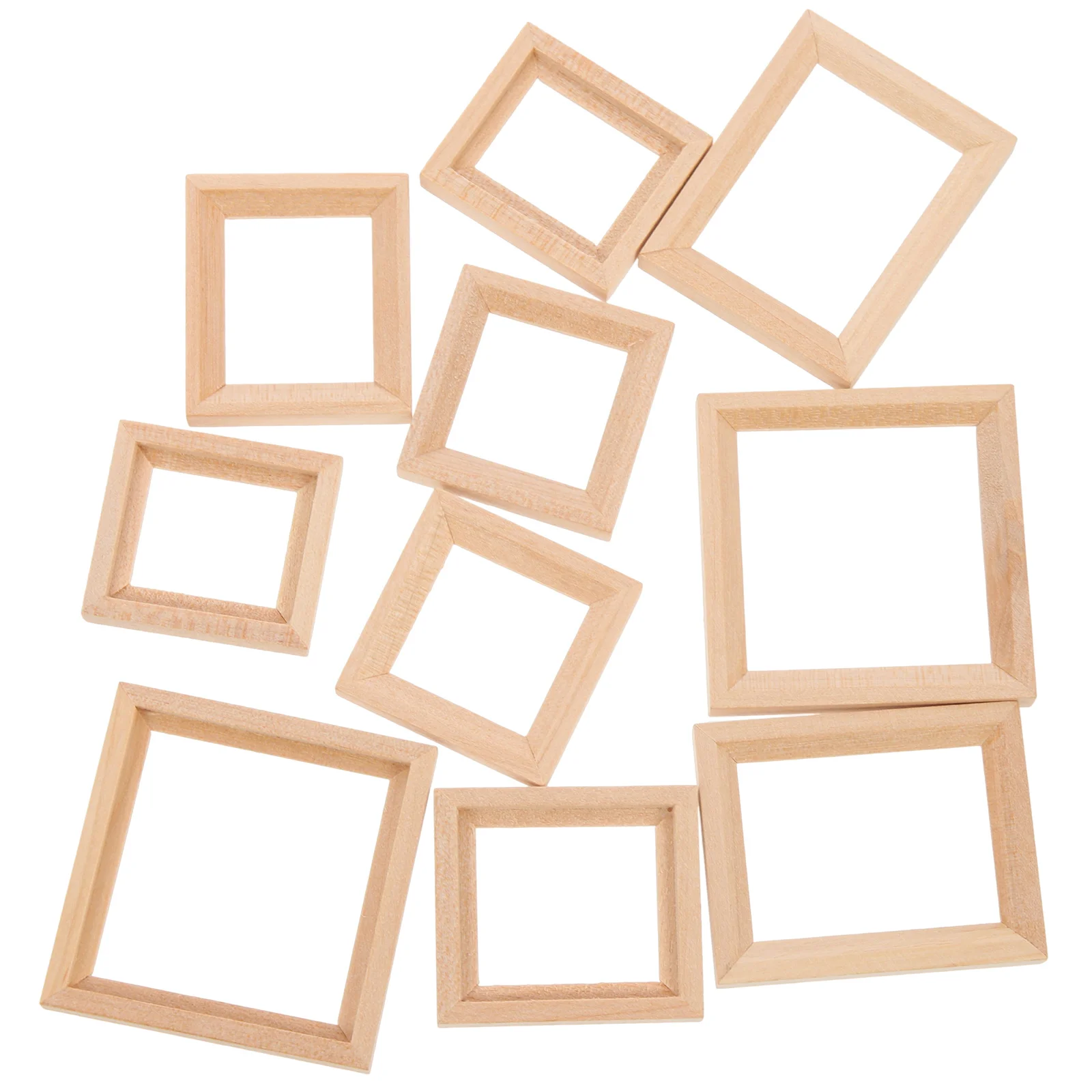 10 Pcs Solid Wood Frame Mini Photo House Layout Props Picture Frames Tiny Decor Miniature Wooden