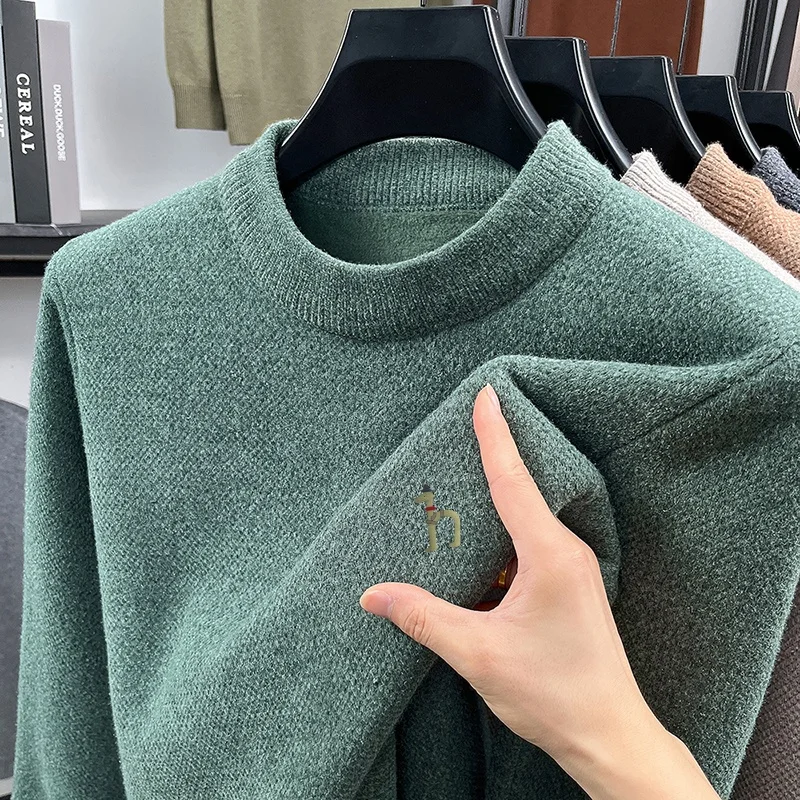 مصمم الأصلي الرجال س الرقبة البلوز تريكو شتاء جديد وصول الكلب طباعة الصوف مبطن الدجاج الدافئة عادية تنوعا الرجالية