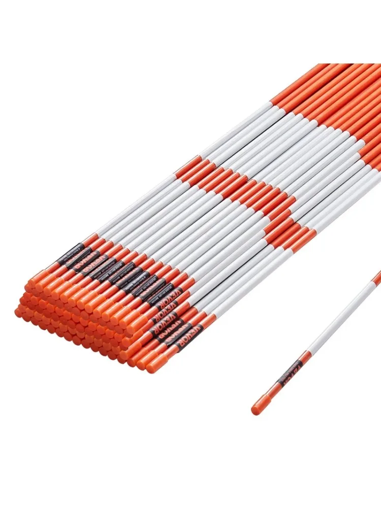 VEVOR Driveway Markers, 100 PCS 48 inch, 0.4 inch Diameter, Orange Fiberglass Poles Snow Stakes with Reflective Tape,