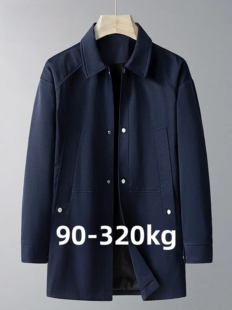 

Мужская повседневная куртка MoChao свободного кроя средней длины, весна-осень, однотонная, больших размеров, с отложным воротником, из полиэфирного волокна