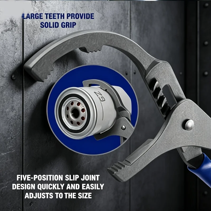 Oil Filter Wrench/9-Inch Adjustable Clamp-Type Auto Repair Tool/Heavy-Duty Construction/for Trucks, Motorcycles, and Fishing