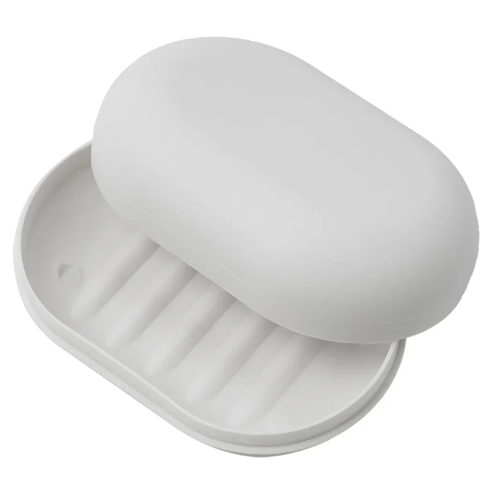 Bathroom Soap Dish Box Drain Box Fashion Oval 11.2*7.5*3.8 Container PP Material Portable Sealed Shower With Lid