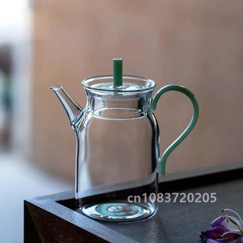 China Retro Imitation Song Glass Teapot With Handle Kung Fu Tea Set Puer Kettle Bubble Tea Pot Household Teaware