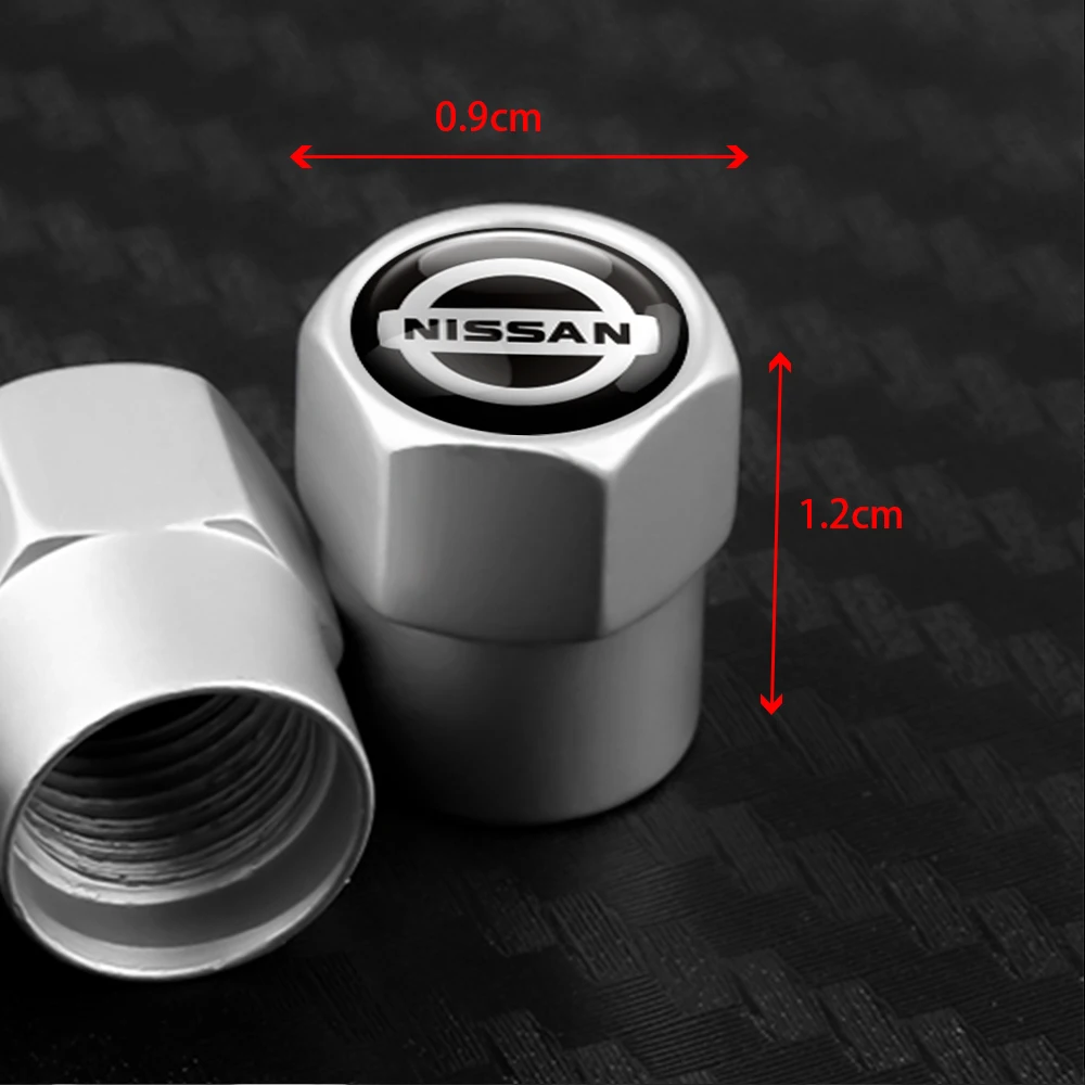 4Pcs Car wheel Tire Valve caps TyreStem cover Bolt-In Accessories For Nissan Nismo Qashqai J10 J11 Juke Micra Leaf Sentra Patrol