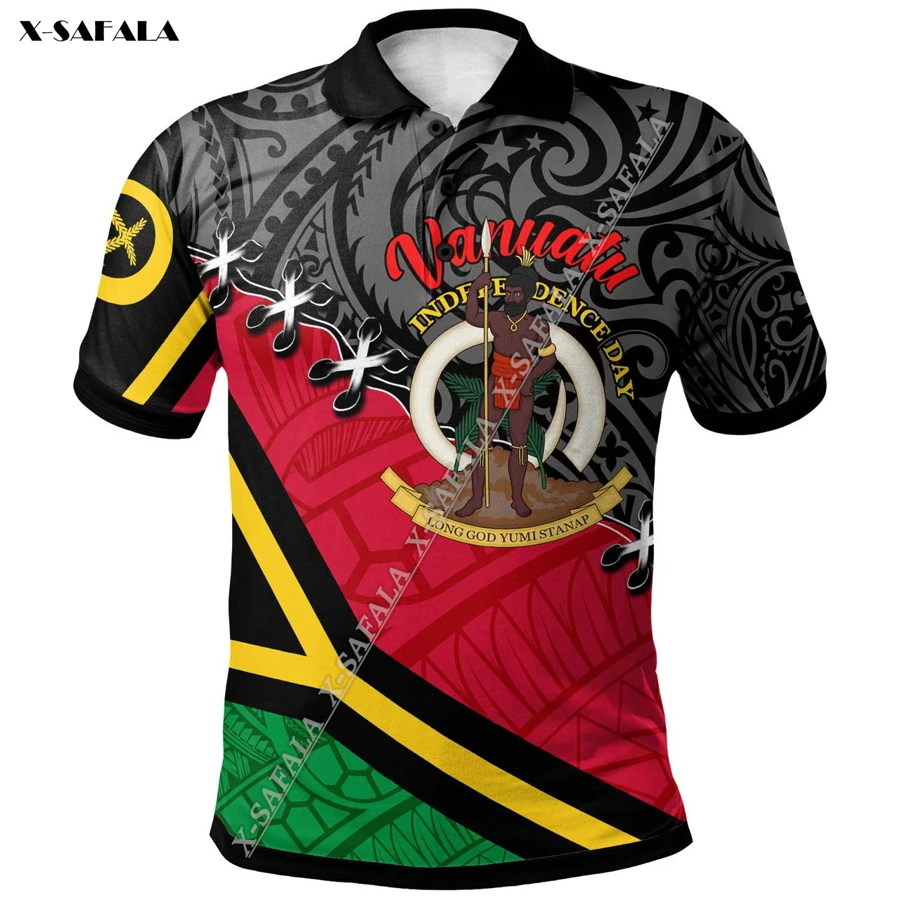 

Vanuatu Flag Color Polynesian Independence 3D Print Men Polo Shirt Short Sleeve Luxury Summer Tee Top Breathable Lapel Daily