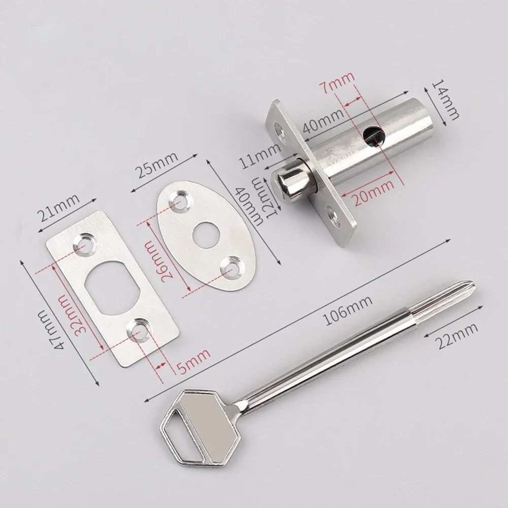 Channel Lock Invisible Door Lock Stainless Steel Tubewell Key Mortise Lock With Key Screw Easy Installation Door Hardware