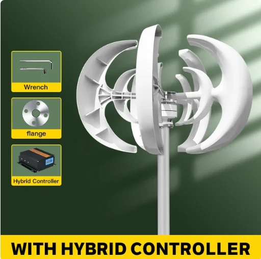 EU-levering 5000W verticale turbine 12V/24V/48V Geluidsarme huishoudelijke 220V met gratis laadcontroller