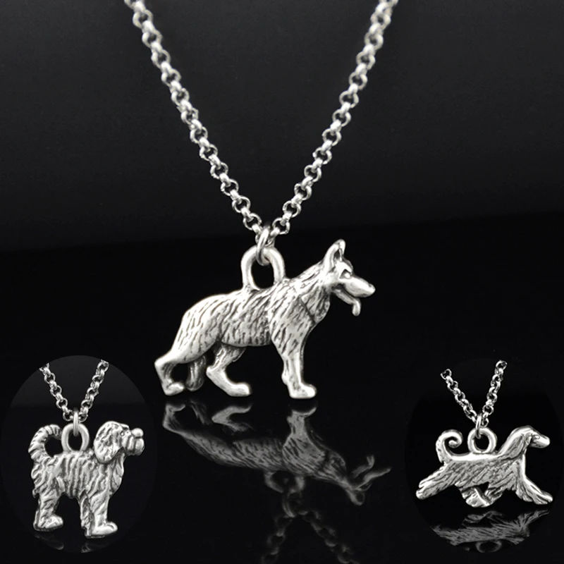 3 Style Vintage German Shepherd & Belgian Malinois & Cattle & Afghan Hound Dog Charm Pendant Necklace For Women Unique Jewellry