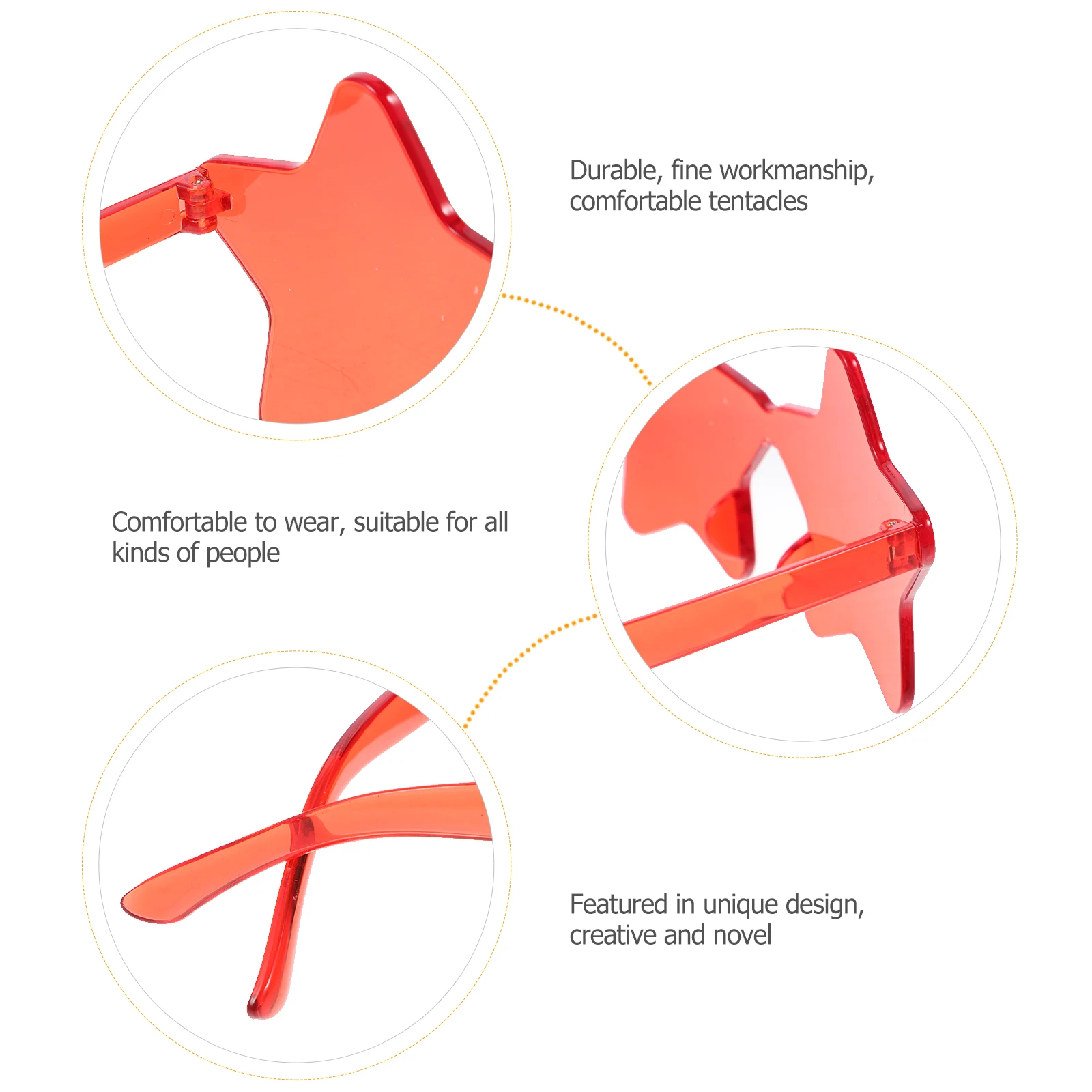 

2pcs Star Shaped Sunglasses PC Material Frameless Eyeglasses Sweet Fashion Color Halloween Party Birthday Beach Photo Props