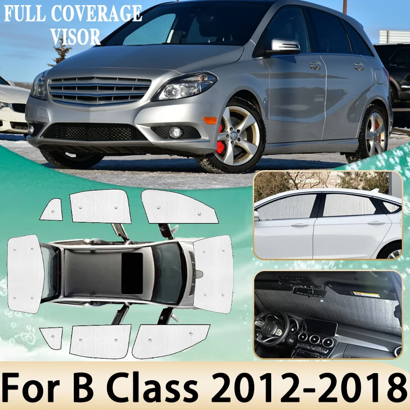 Car Coverage Sunshade For Mercedes Benz B Class W246 2012 2013~2018 Full Surround Windshield Side Window Shaby Visor Accessories