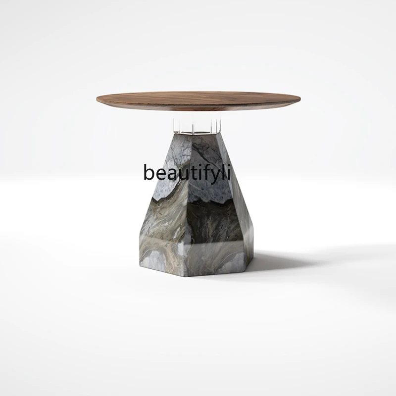 

Natural Marble Side Table Living Room Home Light Luxury Modern Minimalist Acrylic Suspension Mid-Ancient Sofa Corner Table