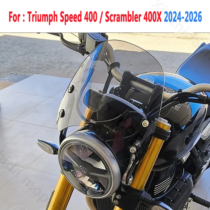 Parabrezza per Triumph Speed 400 Speed400 Scrambler 400X 400 X, Deflettori Vento per Moto, Visiera 2024 2025 2026