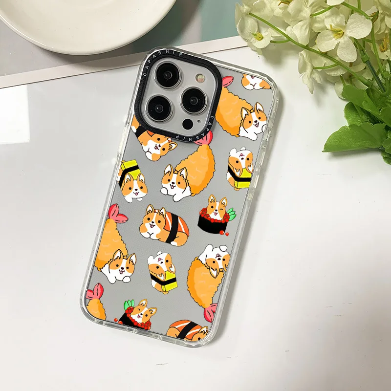 Phone Case For Iphone 11 14 15 Pro Max Cute Cartoon Sushi Dog Silicone Soft Funda 12 13 Pro 6 7 8 Plus X XR XS Anti-fall Cover