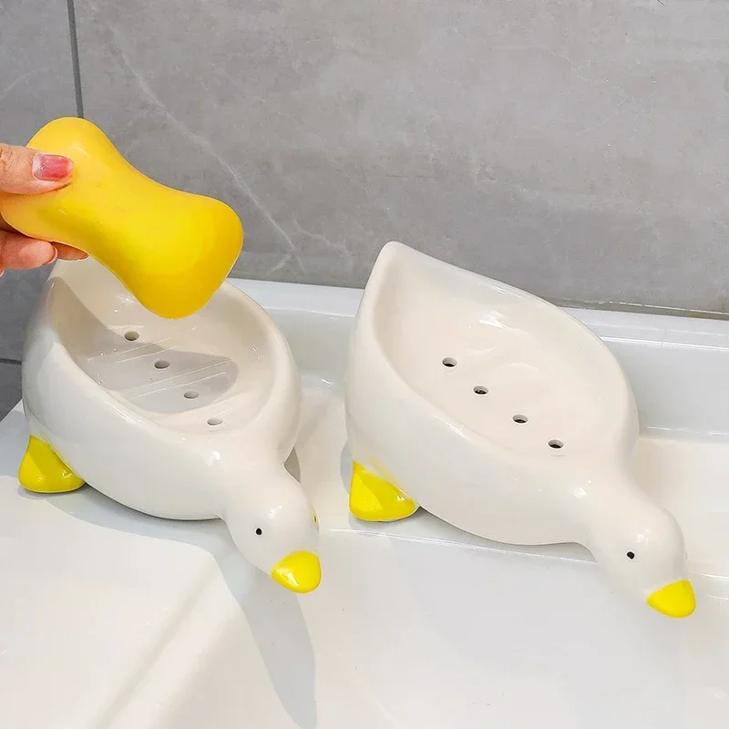 Yellow Duck Soap Box Cartoon Soap Dish Drainable Soap Holders Soap Container Soap Dish for Tray Body Cleanser Bathroom Accessory