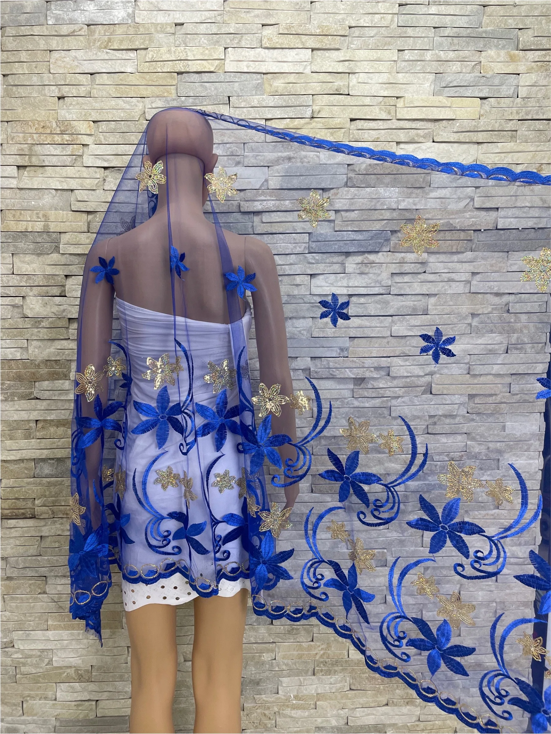 2022 Good Quality African Autumn Hijab For Women Muslim Net Scarf Dubai Sequins Embroidery Fashion Wraps American Islam