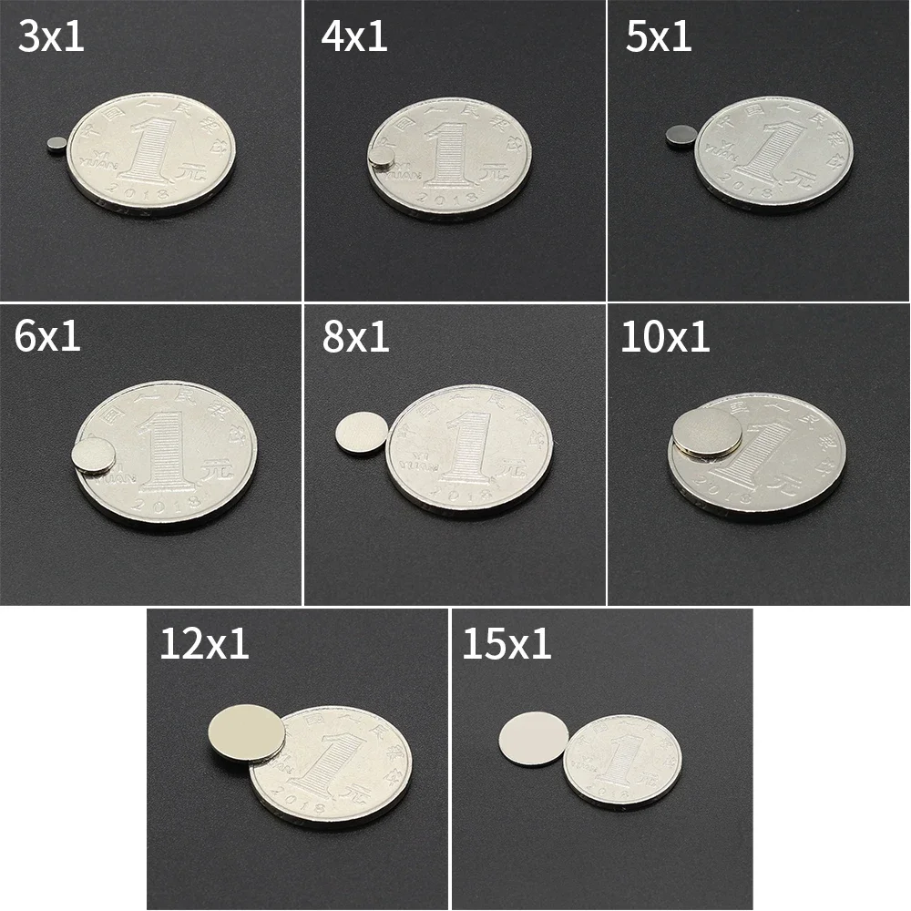 N35 Super Powerful Neodymium Magnet Round Magnets NdfeB Strong Permanent Magnetic imanes Refrigerator  5/6/8/10/12/15x1mm