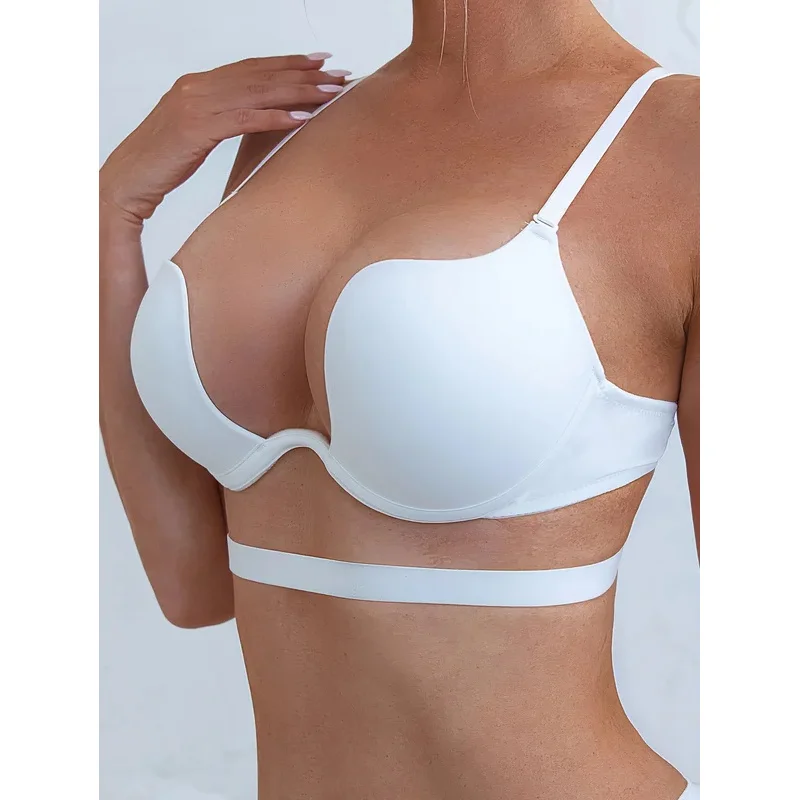 Fashionable Sexy Push-Up Bra U-Shaped Multi-Wear Bralette Invisible Backless Underwire Padded Lingerie Straps