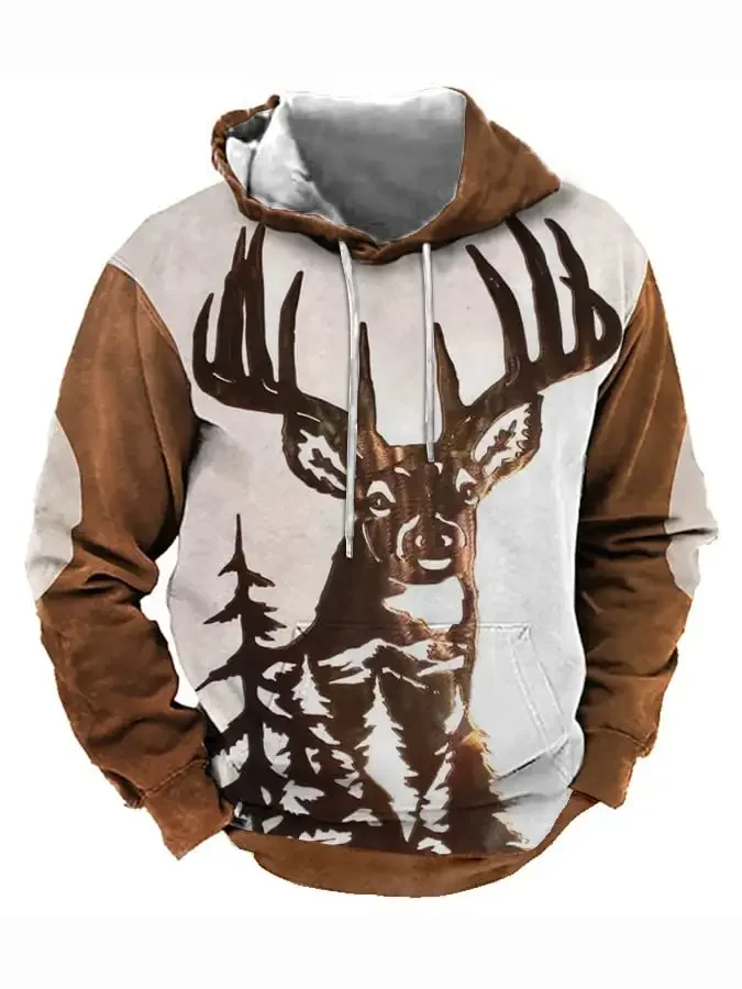 

2024 new Christmas autumn and winter Harajuku fashion men's hoodie casual y2k sweater men's 3d printed elk pattern sports hoodie