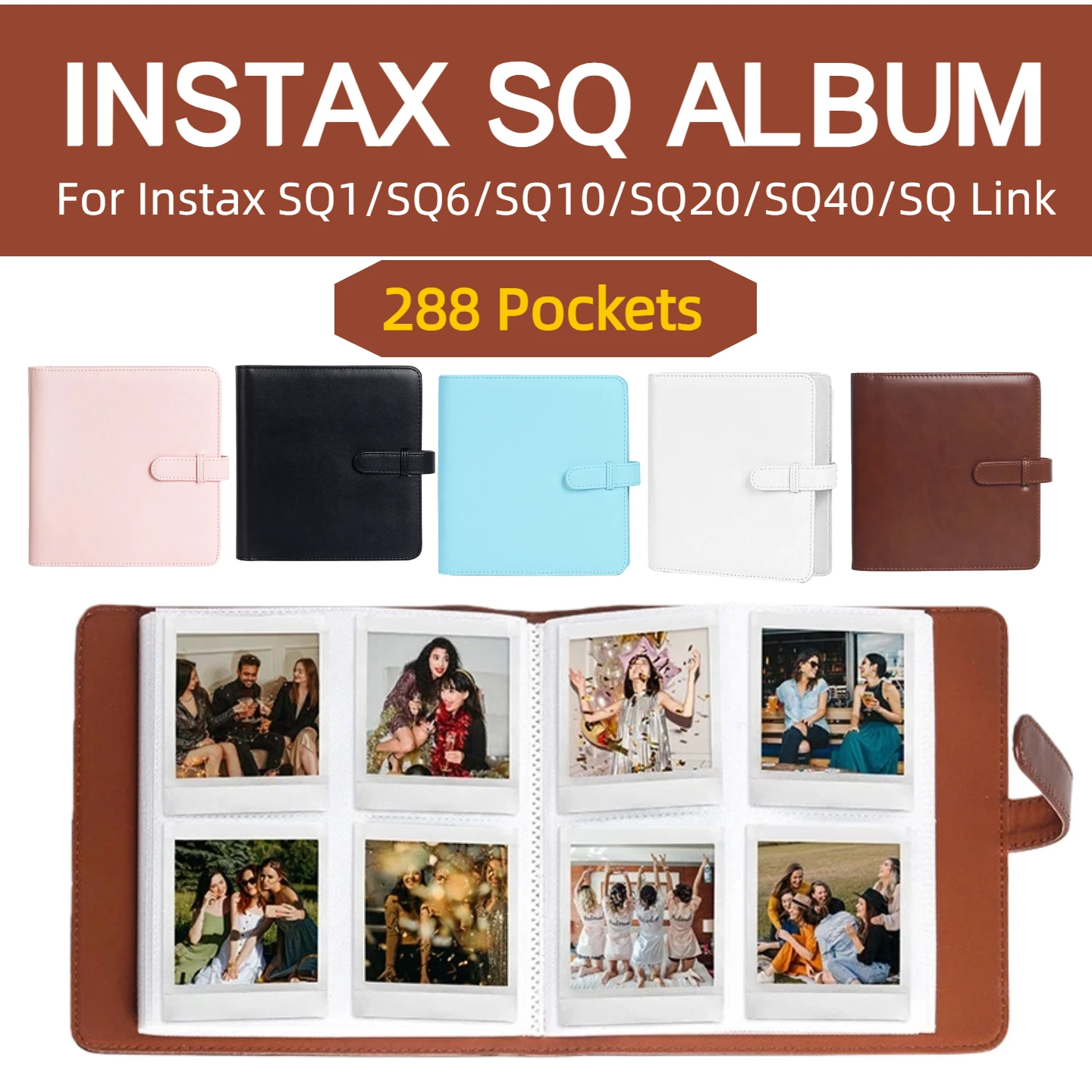 1 pc, 288 pockets Photo Album for Instax Square SQ1/SQ6/SQ10/SQ20/SQ40 Camera Kodak Mini 3 Square,Mini Shot 3 Square
