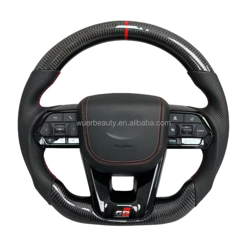 New Sports Design Leather Carbon Fiber Steering Wheel for Land Cruiser LC200 LC300