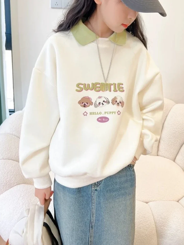 

Kawaii Sweet Polo Sweatshirts Women Long Sleeve Casual Korean Sweatshirts Female Loose Japanese Designer Pullover Winter 2024