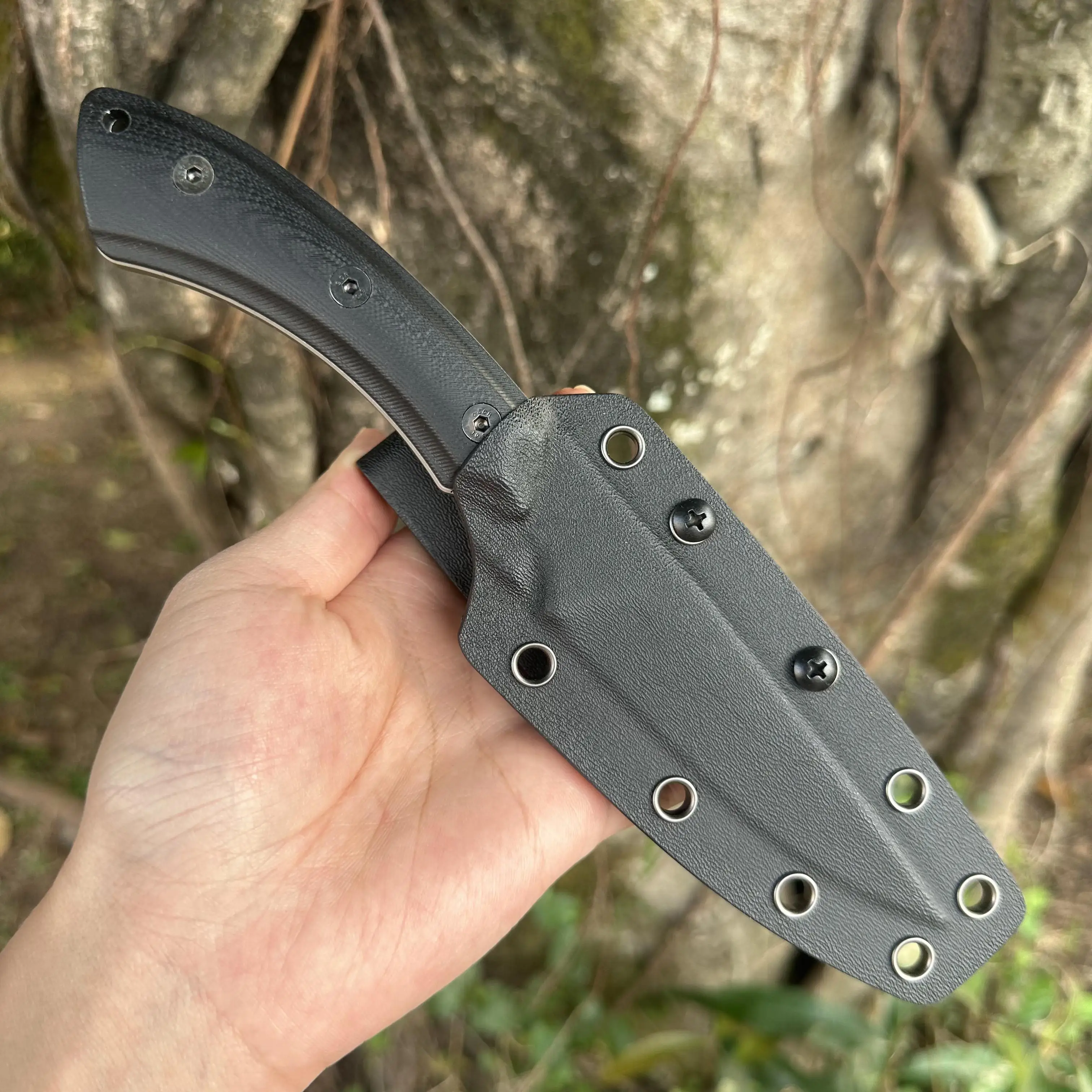 Topwell Handmade Outdoor Knife Fixed 14C28N Blade G10 Handle Sharp&Solid With Portable K-Sheath Camping Hunting Svrviaval Knife