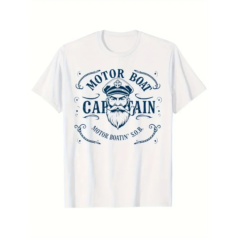 

Motor Boat Captain Funny Pontoon Boating Lake T-Shirt | 100%, Crew Neck, All-season, Vintage Style, Short-Sleeved, Printed,