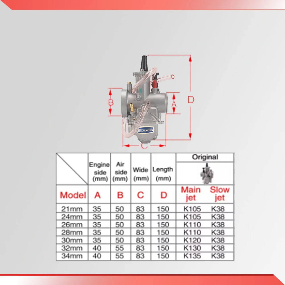 New Universal Motorcycle Carburetor PWK 24 26 28 30 32 34mm With Power Jet For Keihin 2T 4T ATV Quad Go Kart Buggy 75-250cc