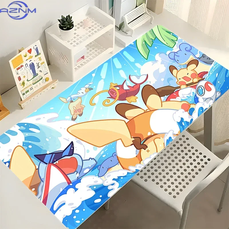 Pokemon Water Sport Summer Wave Cartoon Large Mousepad, Rubber Non Slip Extended Gaming Desk Mat, Anime Table Pad for Laptop Off