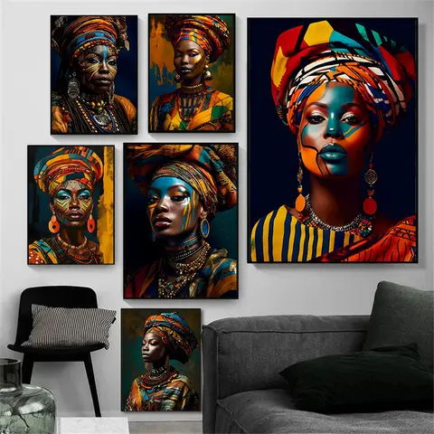 Graffiti Abstract Style African Queen Black Woman Girl Portrait Art Posters Prints Canvas Painting Wall Picture Room Home Decor