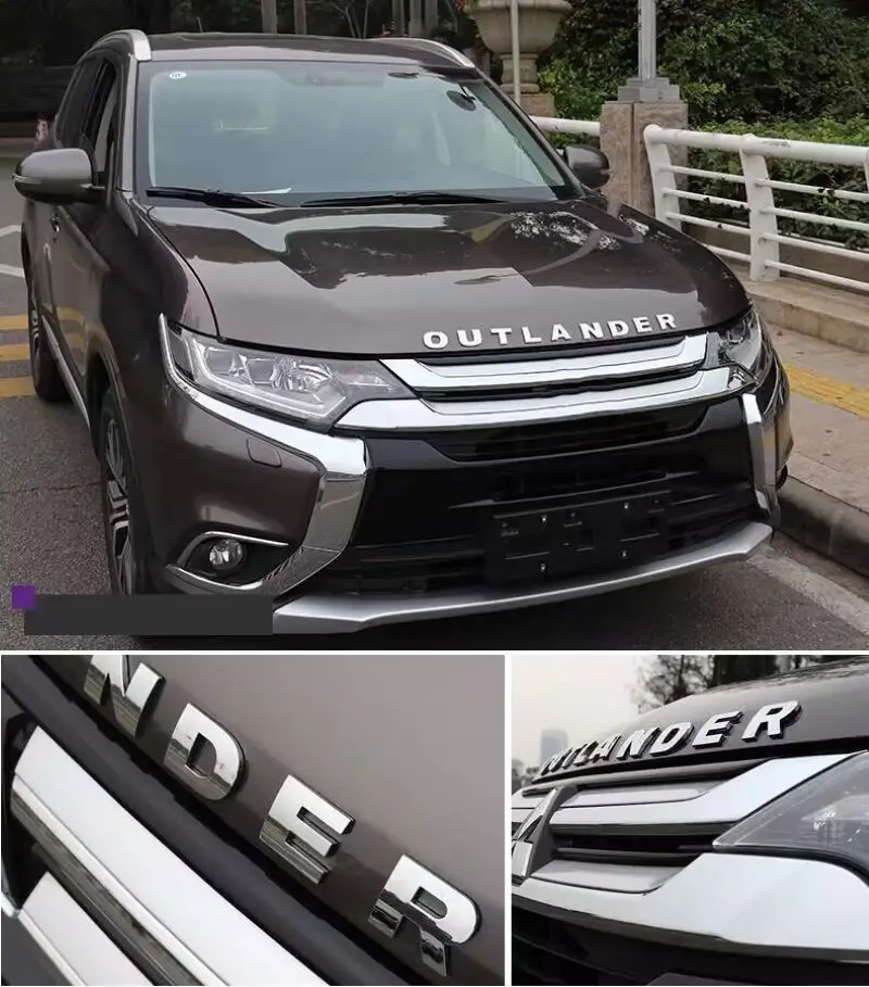 For Mitsubishi Outlander 2013 2014 -2019 2020 2021 2022 2023 2024 Front Cover Grill Car Logo Letter Sticker Trim Car Accessories