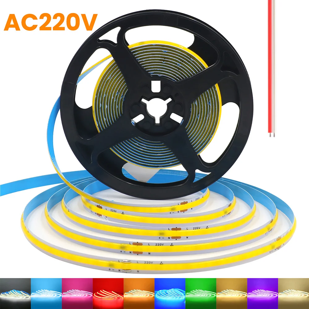 Tira de luces Led COB 5m 220V 230V 240V AC 240LED/m No requiere energía luces de cinta flexibles con iluminación lineal rectificador IC