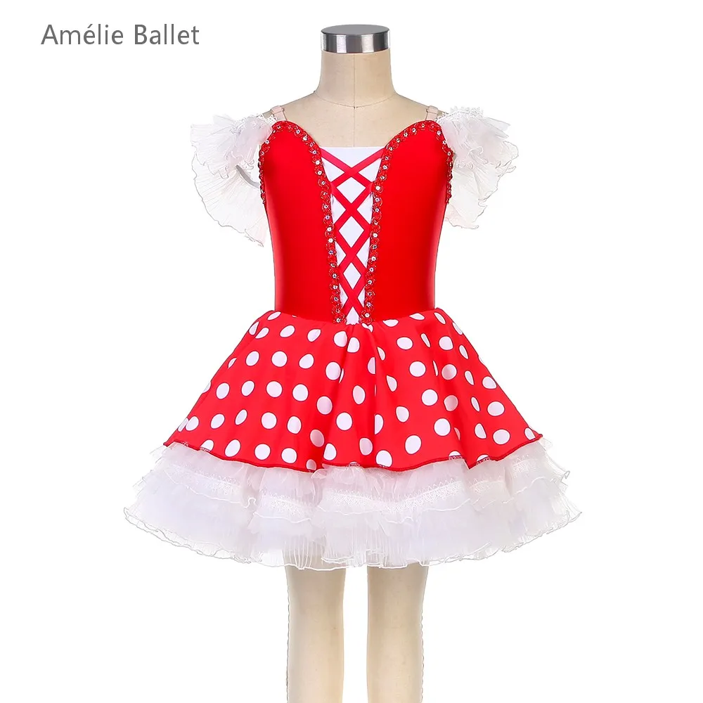 

25082 Новые балетные костюмы, детская танцевальная одежда, балетная пачка, красный лиф из спандекса, балетная пачка, танцевальная одежда для выступлений на сцене