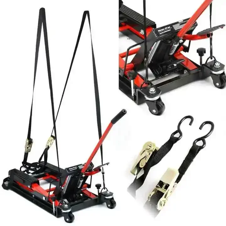 Hydraulic Motorcycle Lift, Double Scissor Type, Load 680kg, Repair Tools, Red, ATV, Jack, Home Use, Display