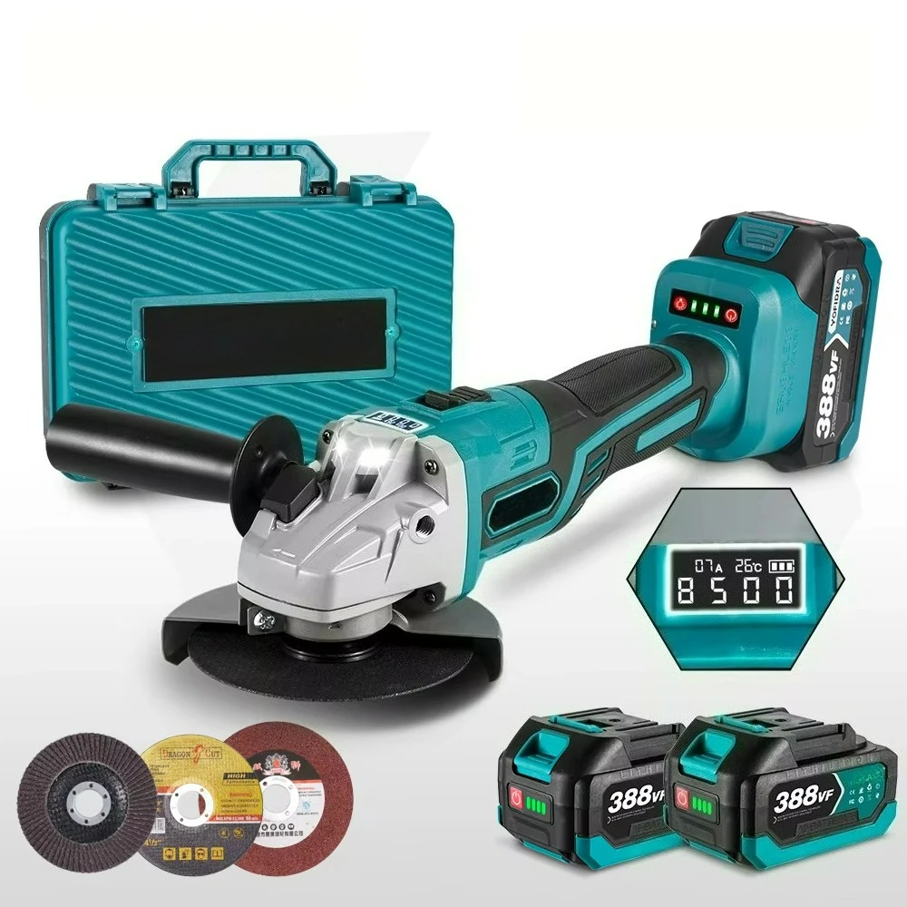 Brushless Electric Cordless Angle Grinder with Digital Display 5 Gear Wireless Angle Grinder with Power Battery