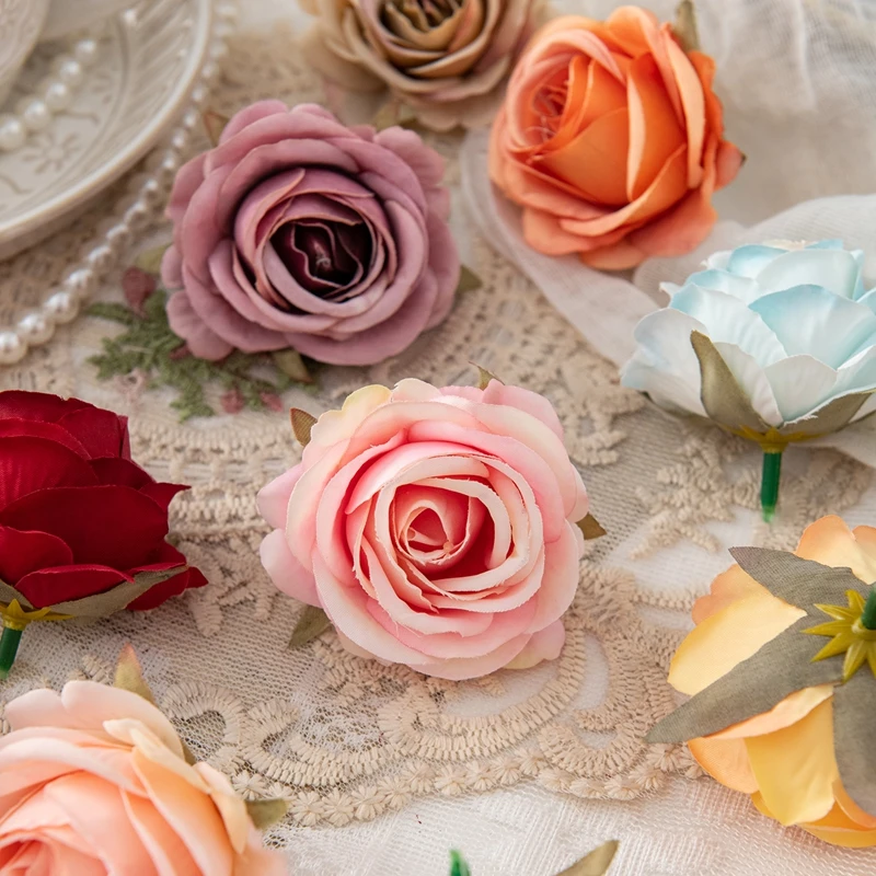 50/100 Stück Künstliche Blumen Flanell-Rosen Seidenblumen für Heimdekoration, Tischdekoration, Kränze, Hochzeits- und Brautornamente, Kopfschmuck, DIY-Geschenkbox-Requisiten – Detail 4