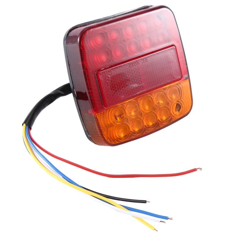 

12V LED Square Lamp Two-Color Tail Lamp Universal Car Supplies Replacement Accessories Red Cover