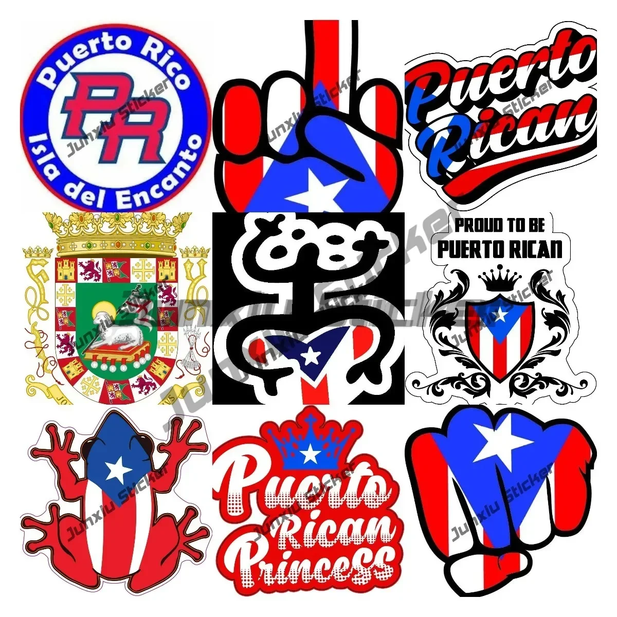 

Puerto Rico Flag Decal Puerto Rican Tree Frog Cute Stickers Puerto Rico PR Skull Country PR Creative Stickers for Car SUV Truck