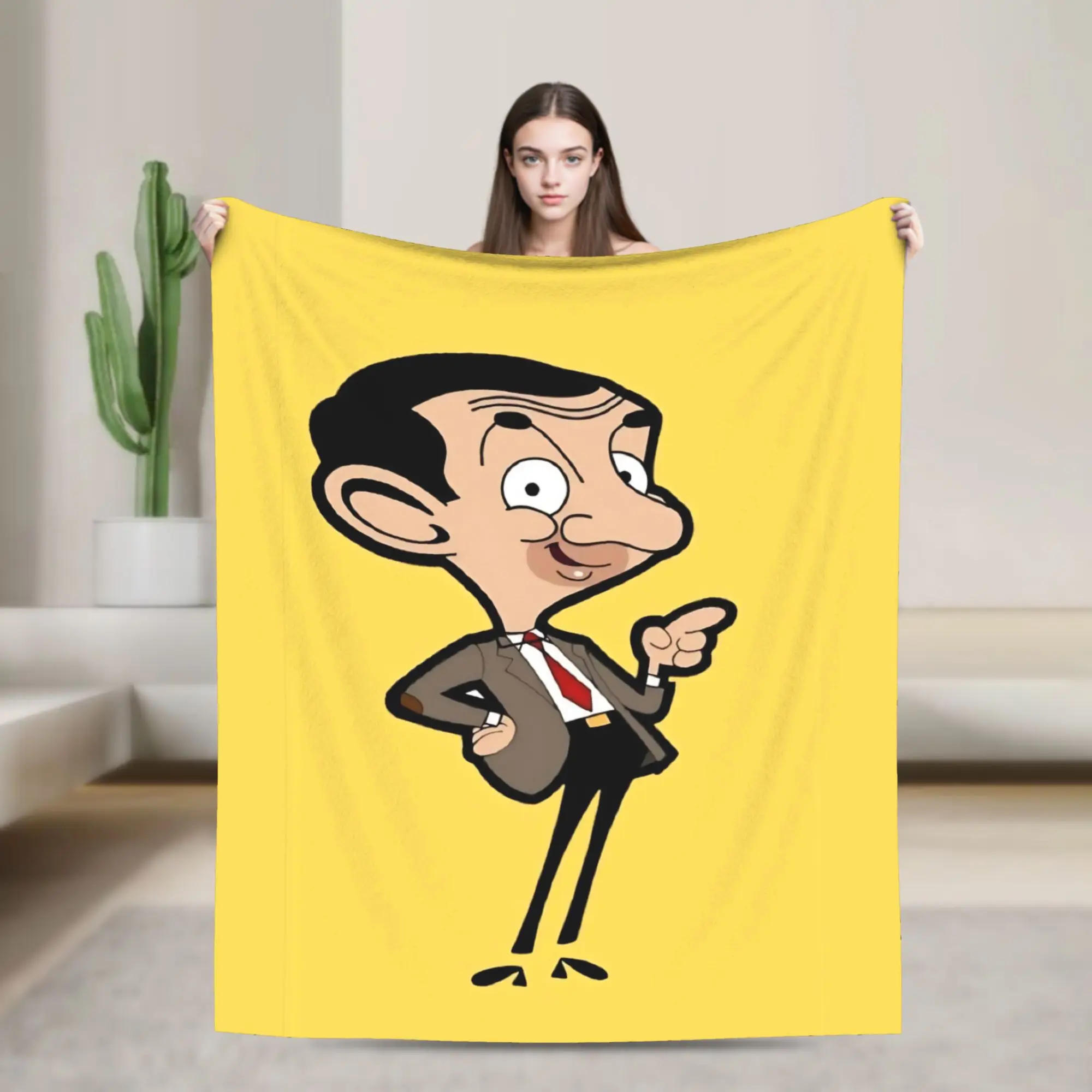 Mr. Beans Cartoon  Blankets  Flannel Throw Blankets Bedding Couch Printed Ultra-Soft Warm Bedspreads,