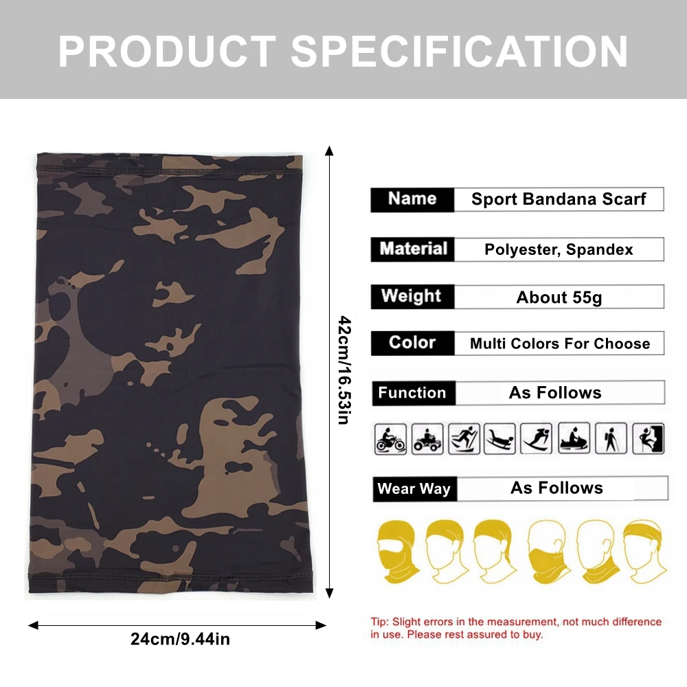Half Face Bandana Schal Radfahren Angeln Wandern Sport Weiche Glatte Elastische Atmungsaktive Schlauch Hals Abdeckung Männer Taktische Gesicht Schal – Detail 1