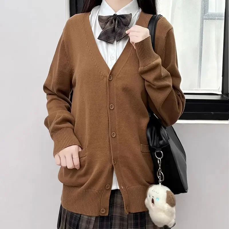 Japanese Style Student Clothes Girls Sailor Cardigans Sweater Korean School Jk Uniforms Cotton  Knitwear Autumn Winter Seifuku
